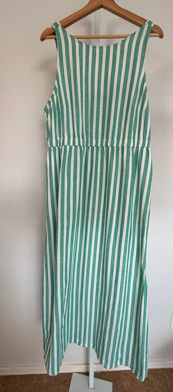 Universal Thread Green and White Striped Midi Dress